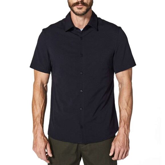 Lululemon Airing Easy Button Up Shirt Mens Size XL Black Short Sleeve - Picture 1 of 4